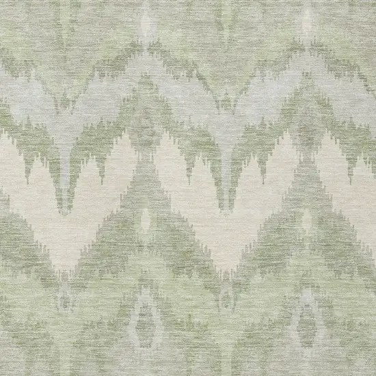 Artichoke Green And Beige Ikat Washable Indoor Outdoor Area Rug Photo 4