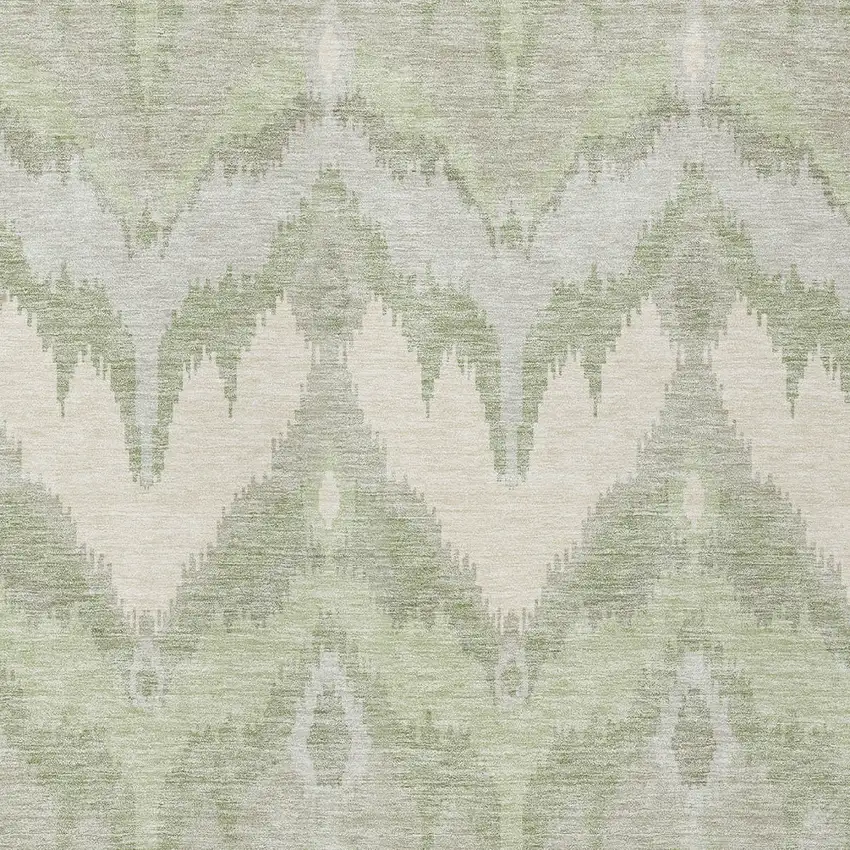 Artichoke Green And Beige Ikat Washable Indoor Outdoor Area Rug Photo 4
