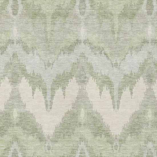 Artichoke Green And Beige Ikat Washable Indoor Outdoor Area Rug Photo 4