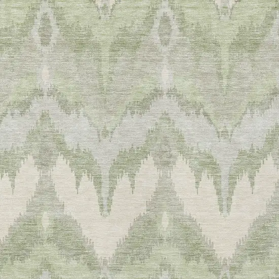 Artichoke Green And Beige Ikat Washable Indoor Outdoor Area Rug Photo 5