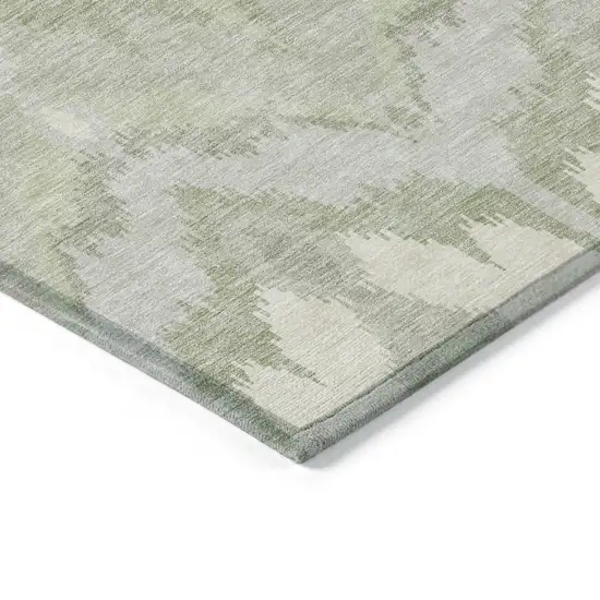Artichoke Green And Beige Ikat Washable Indoor Outdoor Area Rug Photo 3