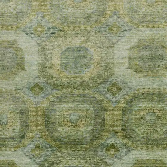 Artichoke Green And Beige Medallion Washable Indoor Outdoor Area Rug Photo 3