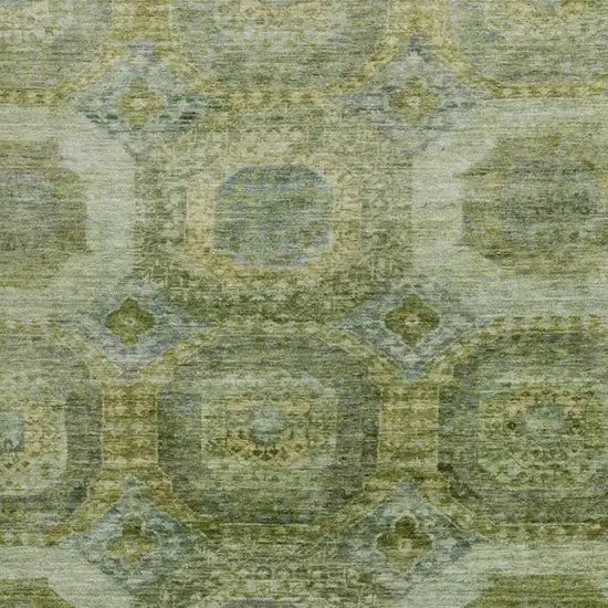 Artichoke Green And Beige Medallion Washable Indoor Outdoor Area Rug Photo 3