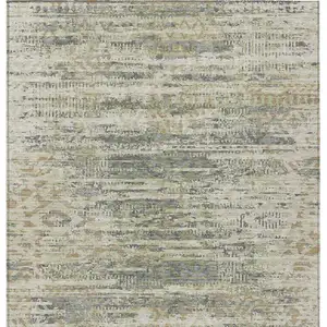 Photo of Artichoke Green And Beige Moroccan Washable Indoor Outdoor Area Rug