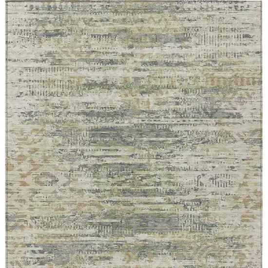 Artichoke Green And Beige Moroccan Washable Indoor Outdoor Area Rug Photo 1