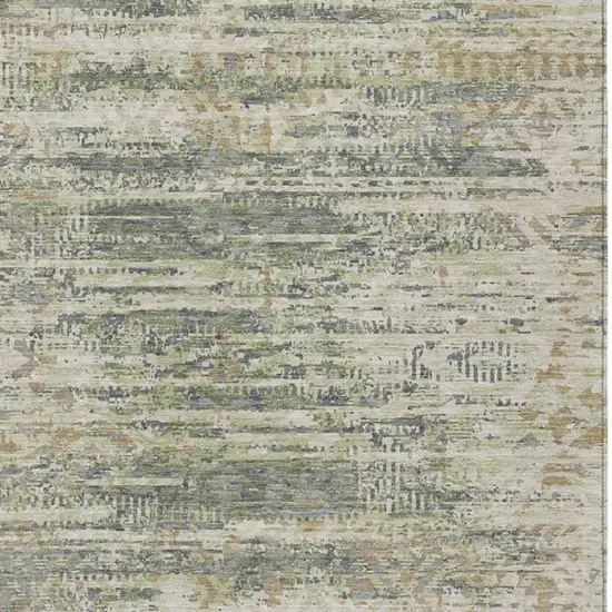 Artichoke Green And Beige Moroccan Washable Indoor Outdoor Area Rug Photo 1