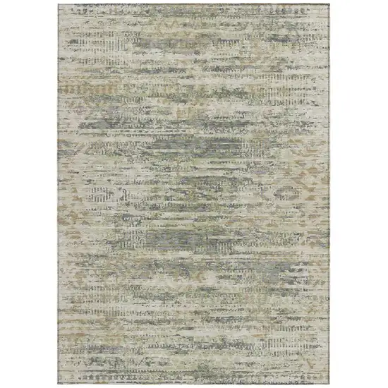 Artichoke Green And Beige Moroccan Washable Indoor Outdoor Area Rug Photo 8