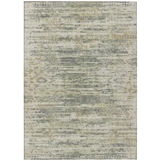 Artichoke Green And Beige Moroccan Washable Indoor Outdoor Area Rug Photo 7