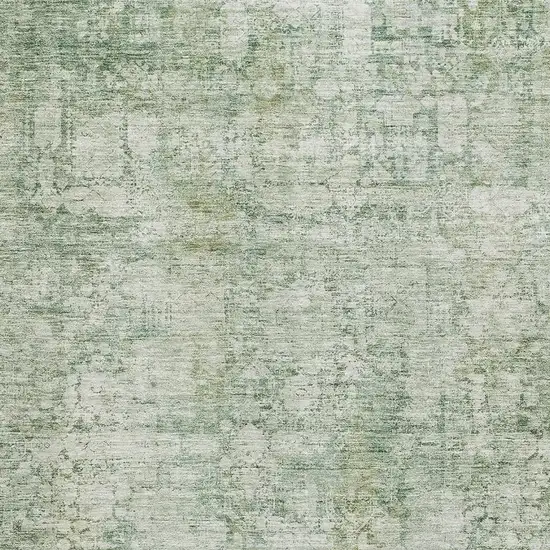 Artichoke Green And Beige Oriental Washable Area Rug With UV Protection Photo 2