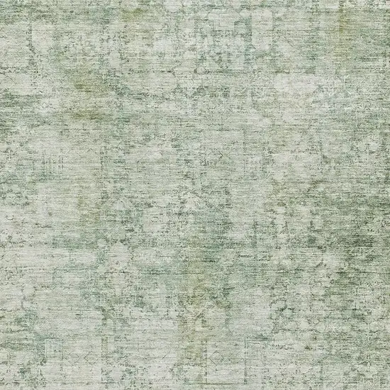 Artichoke Green And Beige Oriental Washable Area Rug With UV Protection Photo 2