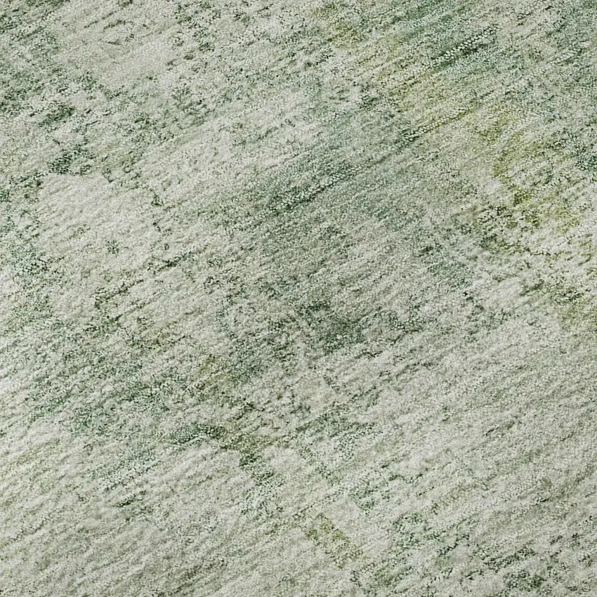 Artichoke Green And Beige Oriental Washable Area Rug With UV Protection Photo 9