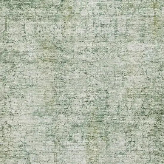 Artichoke Green And Beige Oriental Washable Area Rug With UV Protection Photo 2