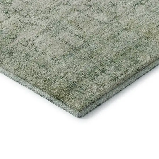 Artichoke Green And Beige Oriental Washable Area Rug With UV Protection Photo 7