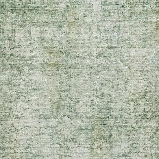 Artichoke Green And Beige Oriental Washable Area Rug With UV Protection Photo 3