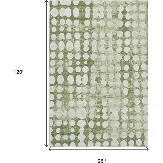 Artichoke Green And Beige Polka Dot Washable Area Rug With UV Protection Photo 7