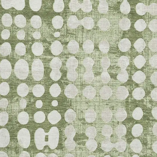 Artichoke Green And Beige Polka Dot Washable Area Rug With UV Protection Photo 3