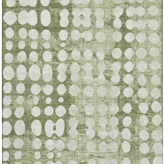 Artichoke Green And Beige Polka Dot Washable Area Rug With UV Protection Photo 4