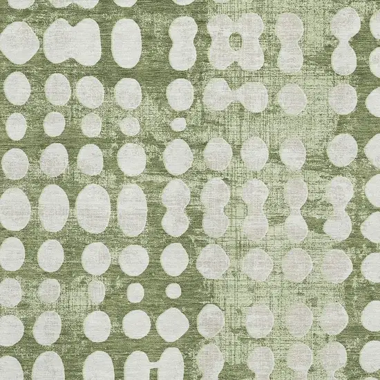 Artichoke Green And Beige Polka Dot Washable Area Rug With UV Protection Photo 3