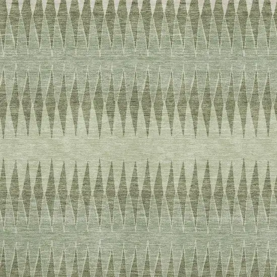 Artichoke Green And Beige Striped Washable Area Rug With UV Protection Photo 3