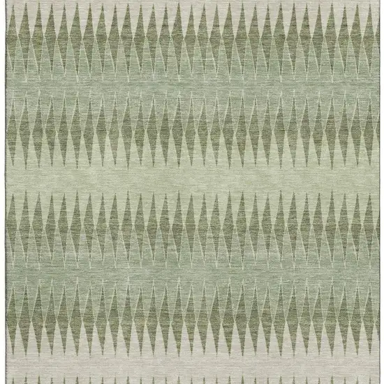 Artichoke Green And Beige Striped Washable Area Rug With UV Protection Photo 4
