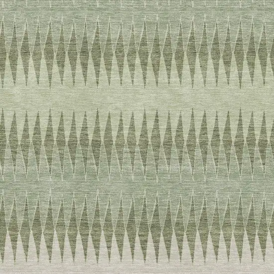 Artichoke Green And Beige Striped Washable Area Rug With UV Protection Photo 3