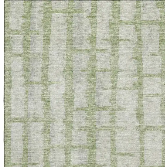 Artichoke Green And Beige Striped Washable Area Rug With UV Protection Photo 3