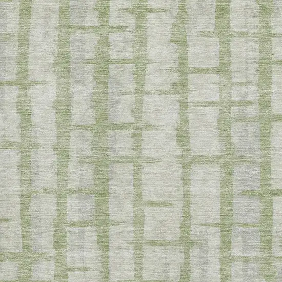 Artichoke Green And Beige Striped Washable Area Rug With UV Protection Photo 3