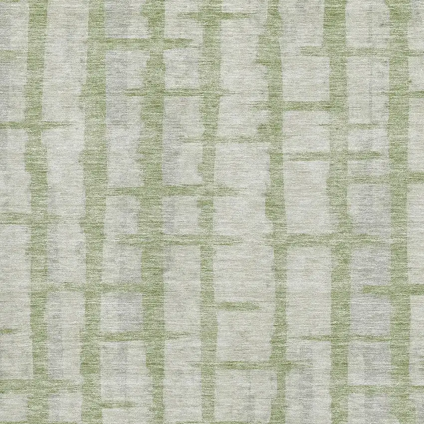 Artichoke Green And Beige Striped Washable Area Rug With UV Protection Photo 3