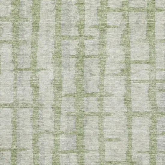 Artichoke Green And Beige Striped Washable Area Rug With UV Protection Photo 3