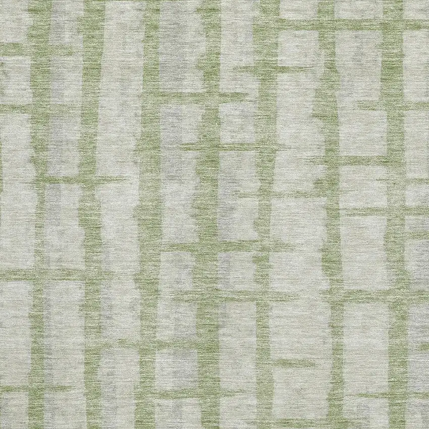 Artichoke Green And Beige Striped Washable Area Rug With UV Protection Photo 3