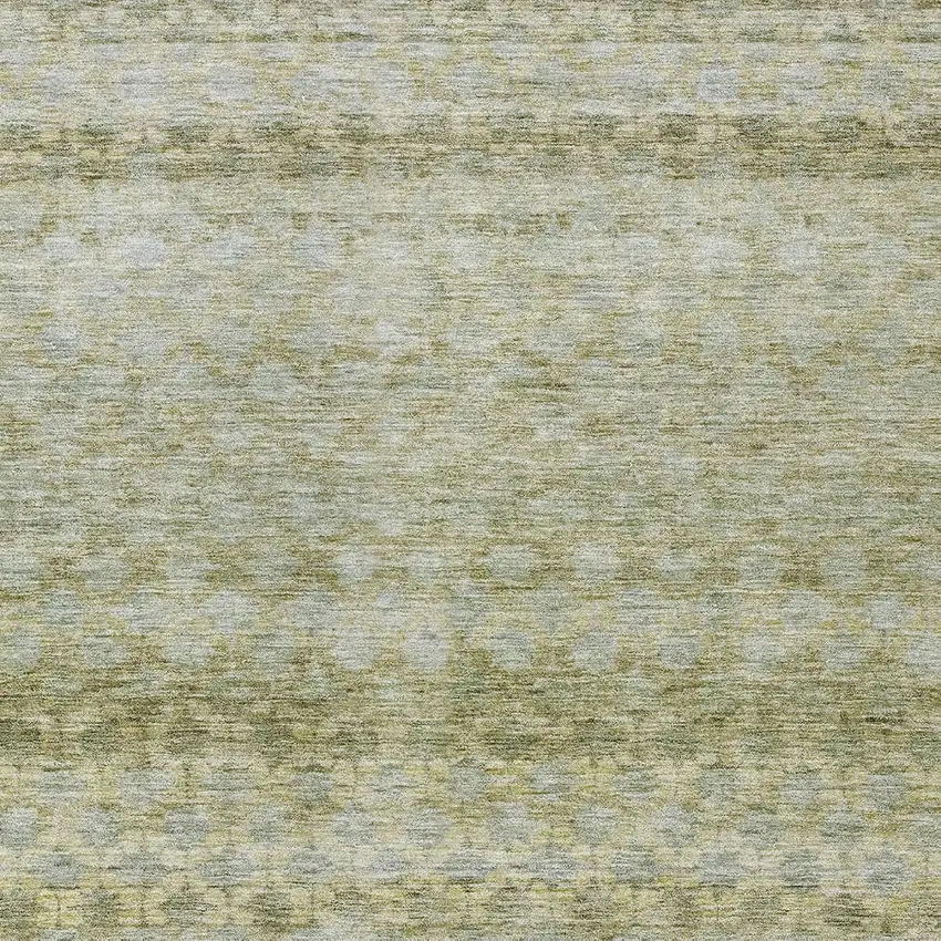 Artichoke Green And Beige Striped Washable Indoor Outdoor Area Rug Photo 6