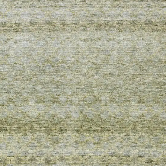 Artichoke Green And Beige Striped Washable Indoor Outdoor Area Rug Photo 6