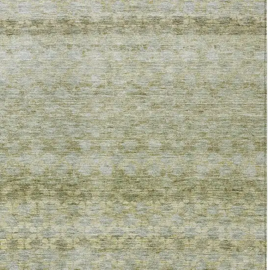 Artichoke Green And Beige Striped Washable Indoor Outdoor Area Rug Photo 6