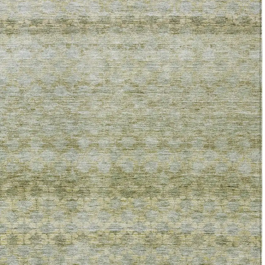 Artichoke Green And Beige Striped Washable Indoor Outdoor Area Rug Photo 6