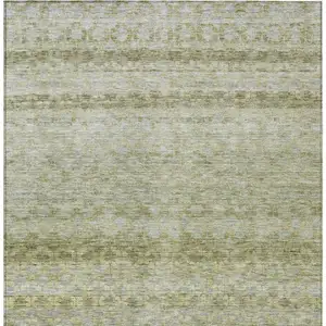 Photo of Artichoke Green And Beige Striped Washable Indoor Outdoor Area Rug
