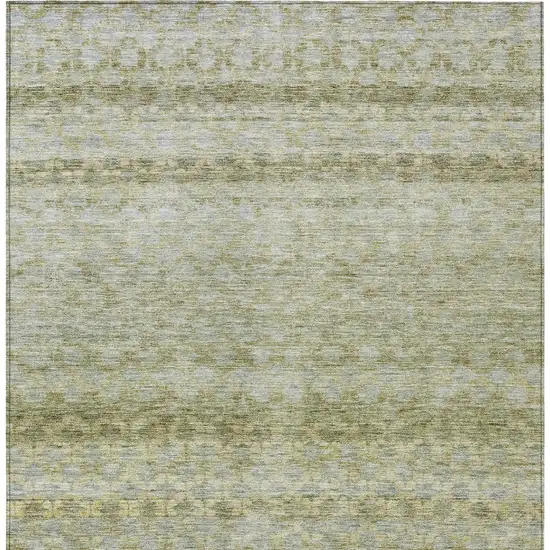 Artichoke Green And Beige Striped Washable Indoor Outdoor Area Rug Photo 6