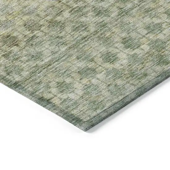 Artichoke Green And Beige Striped Washable Indoor Outdoor Area Rug Photo 5
