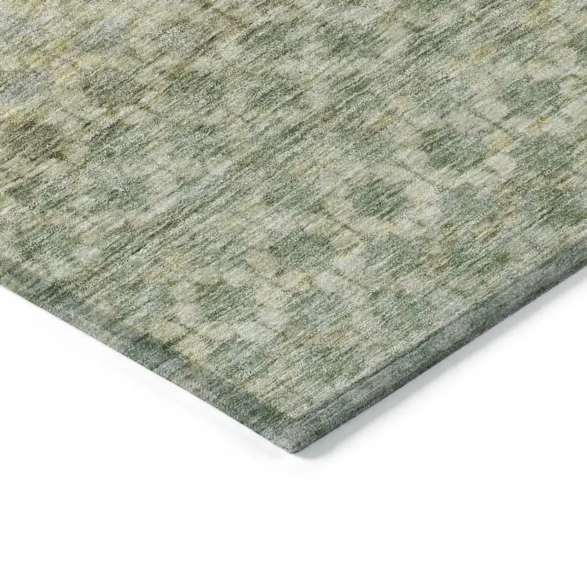 Artichoke Green And Beige Striped Washable Indoor Outdoor Area Rug Photo 5
