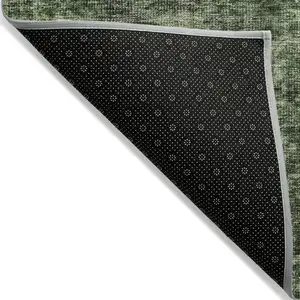 Photo of Artichoke Green And Black Damask Washable Indoor Outdoor Area Rug