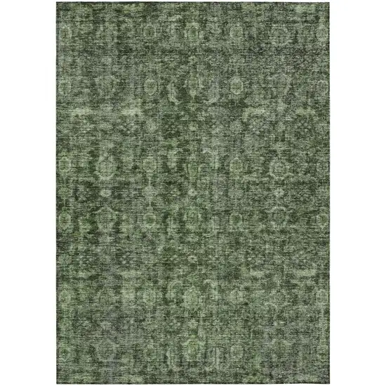 Artichoke Green And Black Damask Washable Indoor Outdoor Area Rug Photo 2