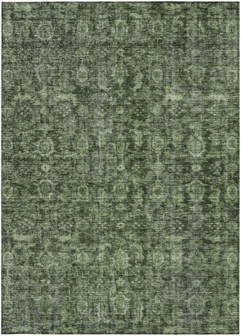 Artichoke Green And Black Damask Washable Indoor Outdoor Area Rug Photo 5
