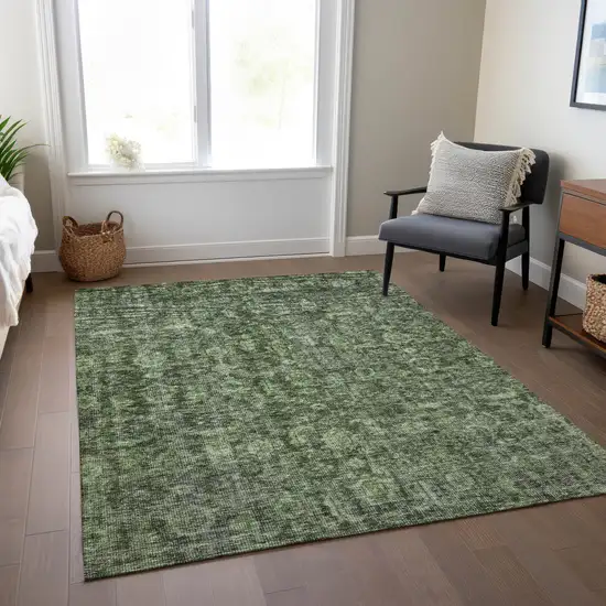 Artichoke Green And Black Damask Washable Indoor Outdoor Area Rug Photo 9