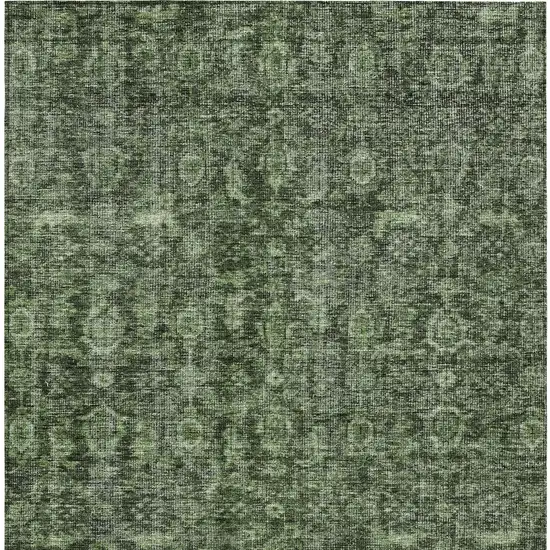 Artichoke Green And Black Damask Washable Indoor Outdoor Area Rug Photo 5