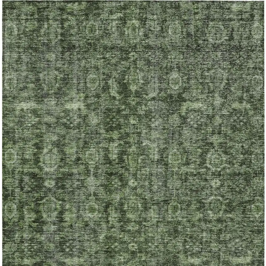 Artichoke Green And Black Damask Washable Indoor Outdoor Area Rug Photo 5