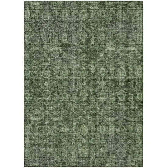 Artichoke Green And Black Damask Washable Indoor Outdoor Area Rug Photo 6