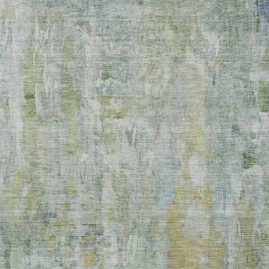 Artichoke Green And Blue Abstract Washable Indoor Outdoor Area Rug Photo 7