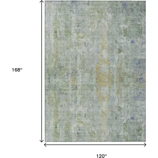 Artichoke Green And Blue Abstract Washable Indoor Outdoor Area Rug Photo 3
