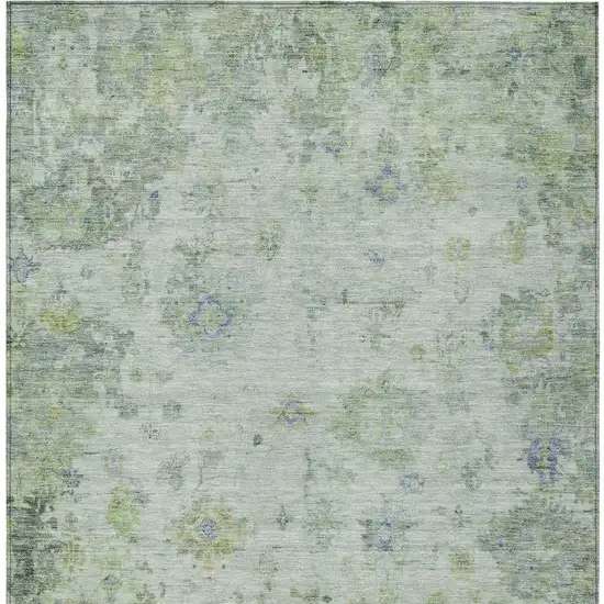 Artichoke Green And Blue Floral Washable Indoor Outdoor Area Rug Photo 4