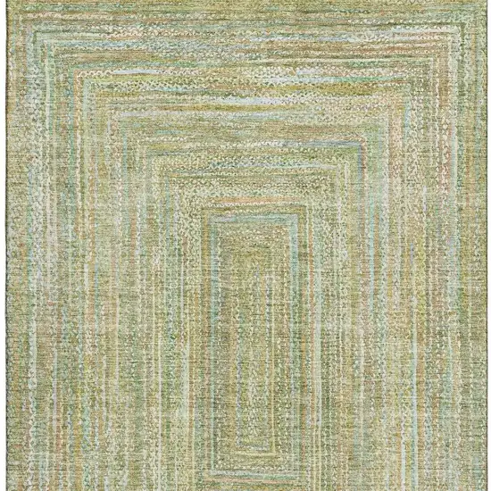 Artichoke Green And Blue Geometric Washable Area Rug With UV Protection Photo 2