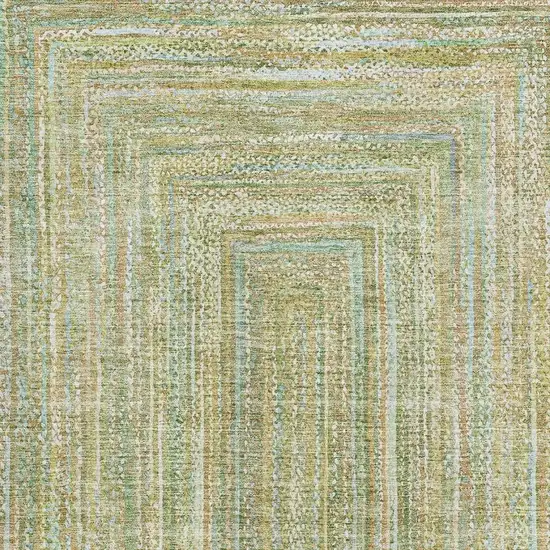 Artichoke Green And Blue Geometric Washable Area Rug With UV Protection Photo 2